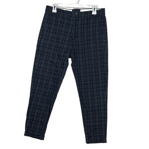 Zara Man Plaid Navy Blue Green Yellow Size 30 Crop Straight Leg Pants